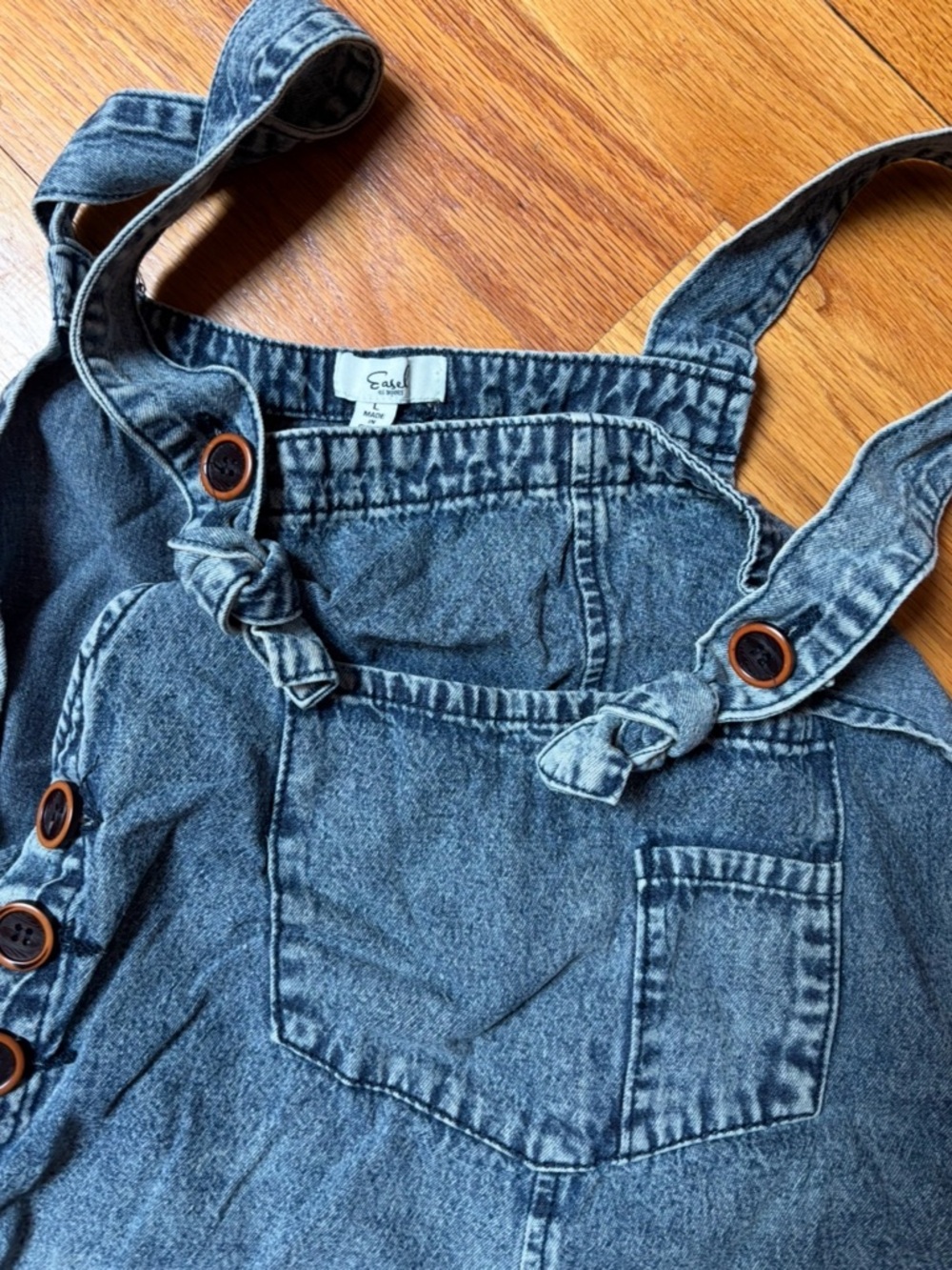 Three Bird Nests High Hopes by Easel Casual Washed Blue Denim Women's Overalls - Picture 3 of 4